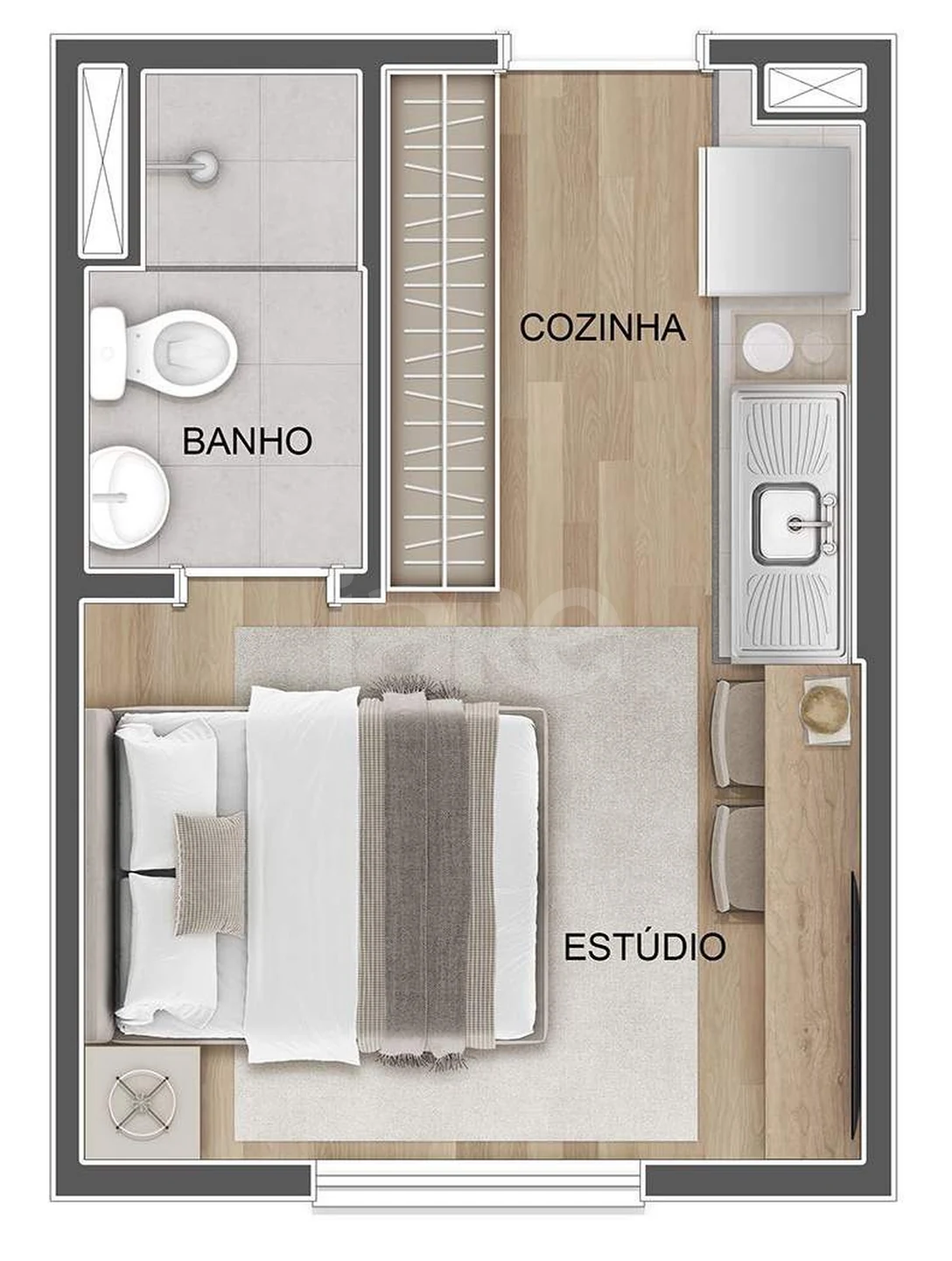 Planta — Studio 17,76 m²