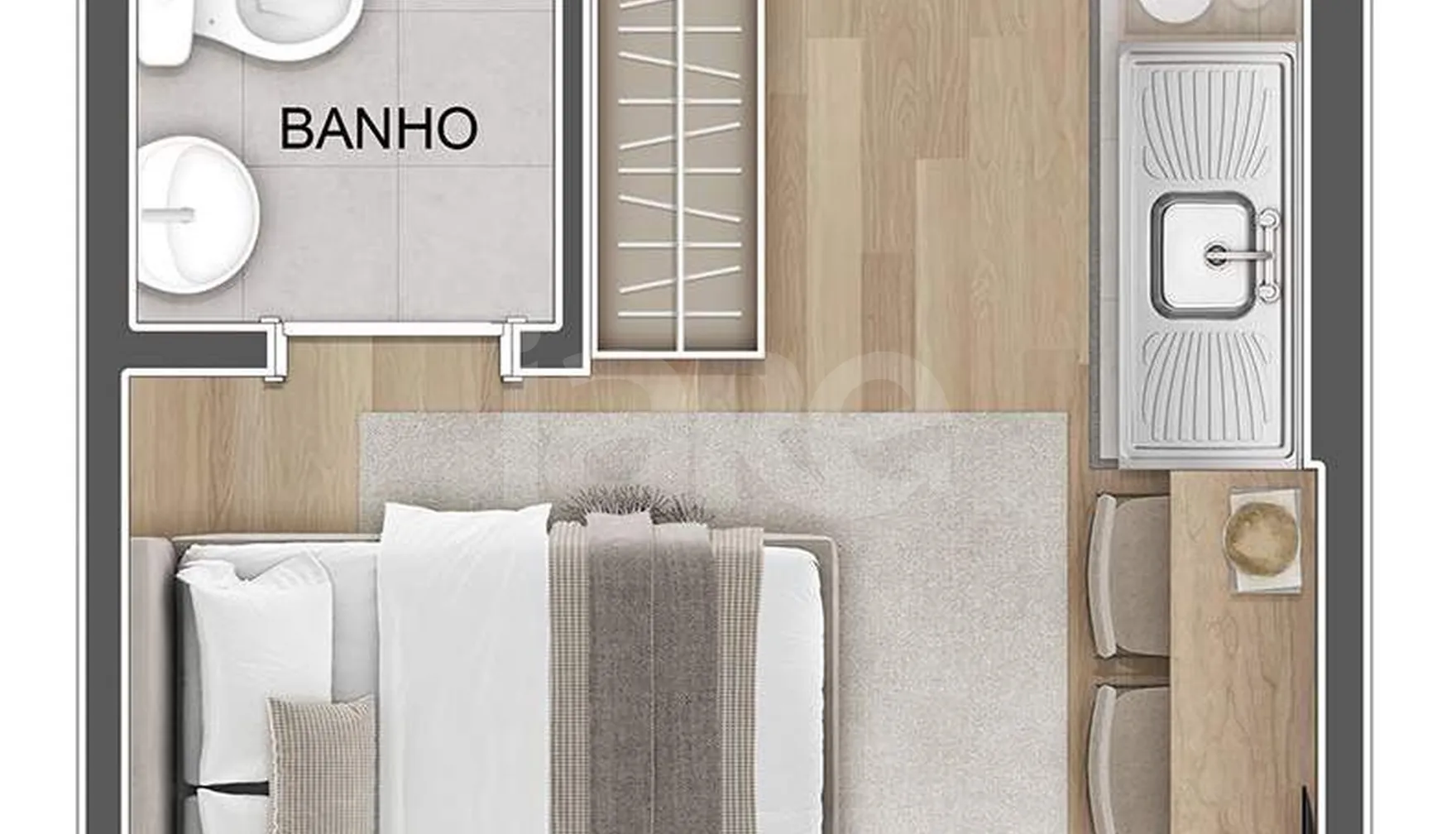 Planta — Studio 17,76 m²