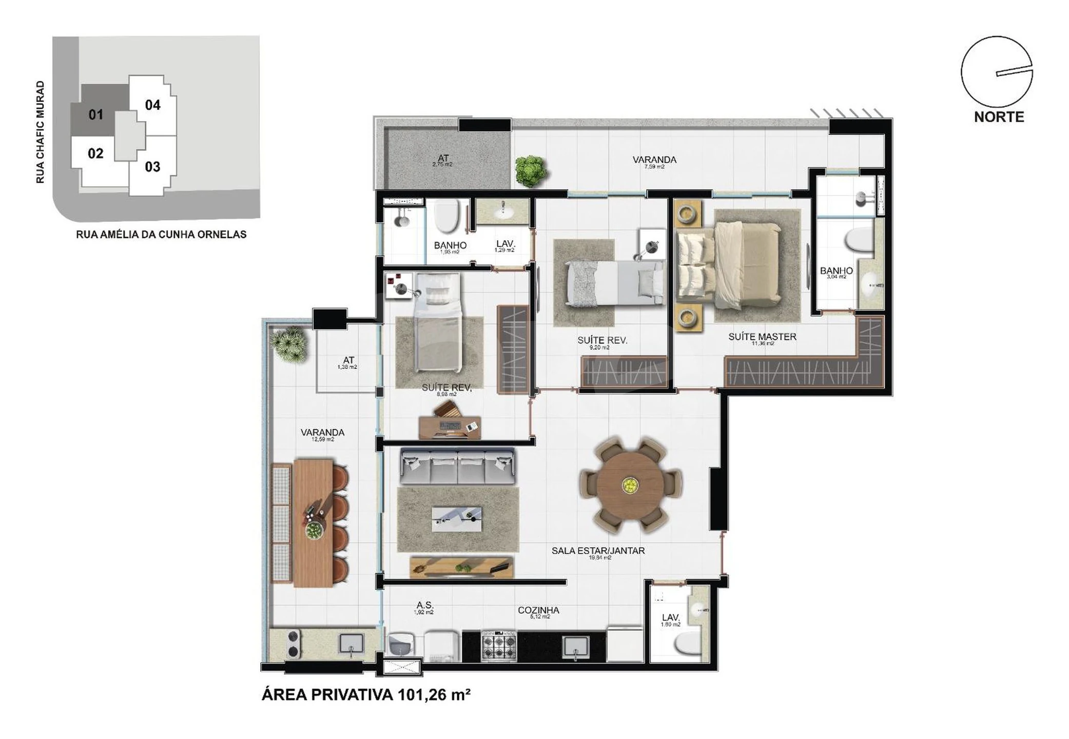 Planta — Apartamento 101,26 m²