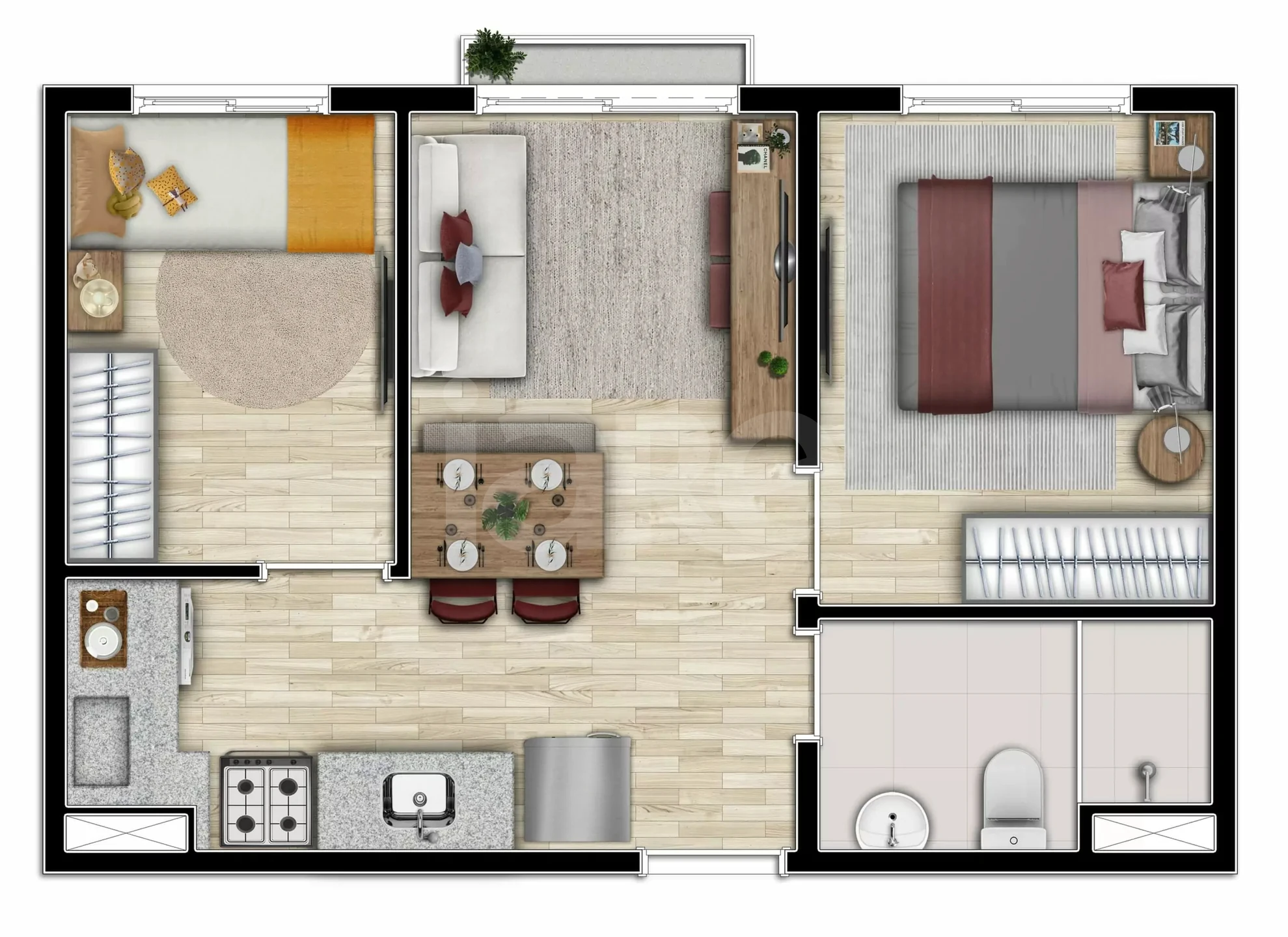 Planta — Apartamento 34,89 m²