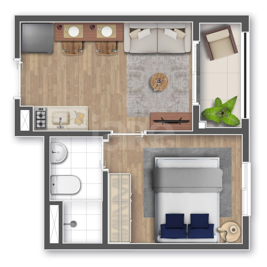 Planta — Apartamento 24,32 m²