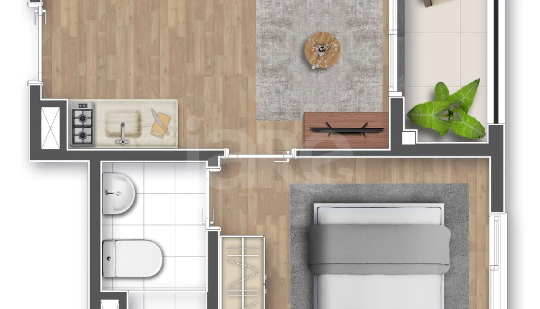 Planta — Apartamento 24,32 m²