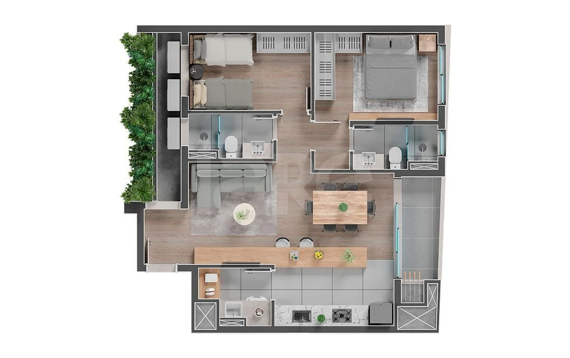 Planta — Apartamento 75,57 m²