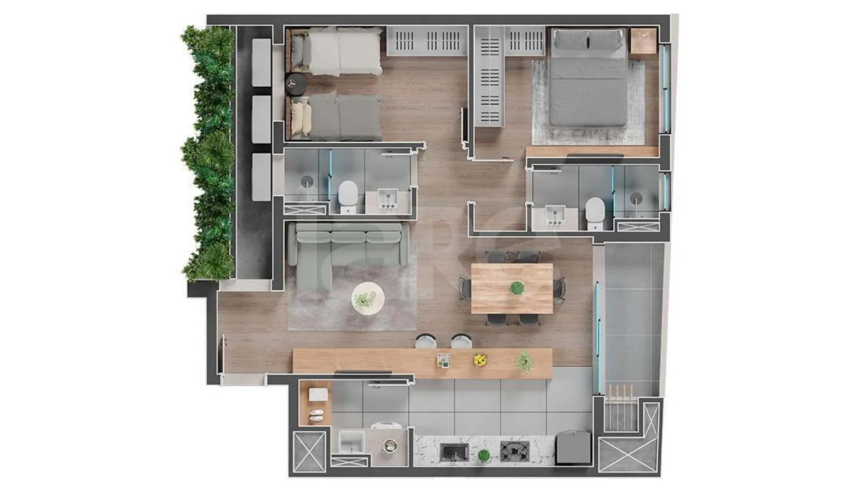 Planta — Apartamento 75,57 m²