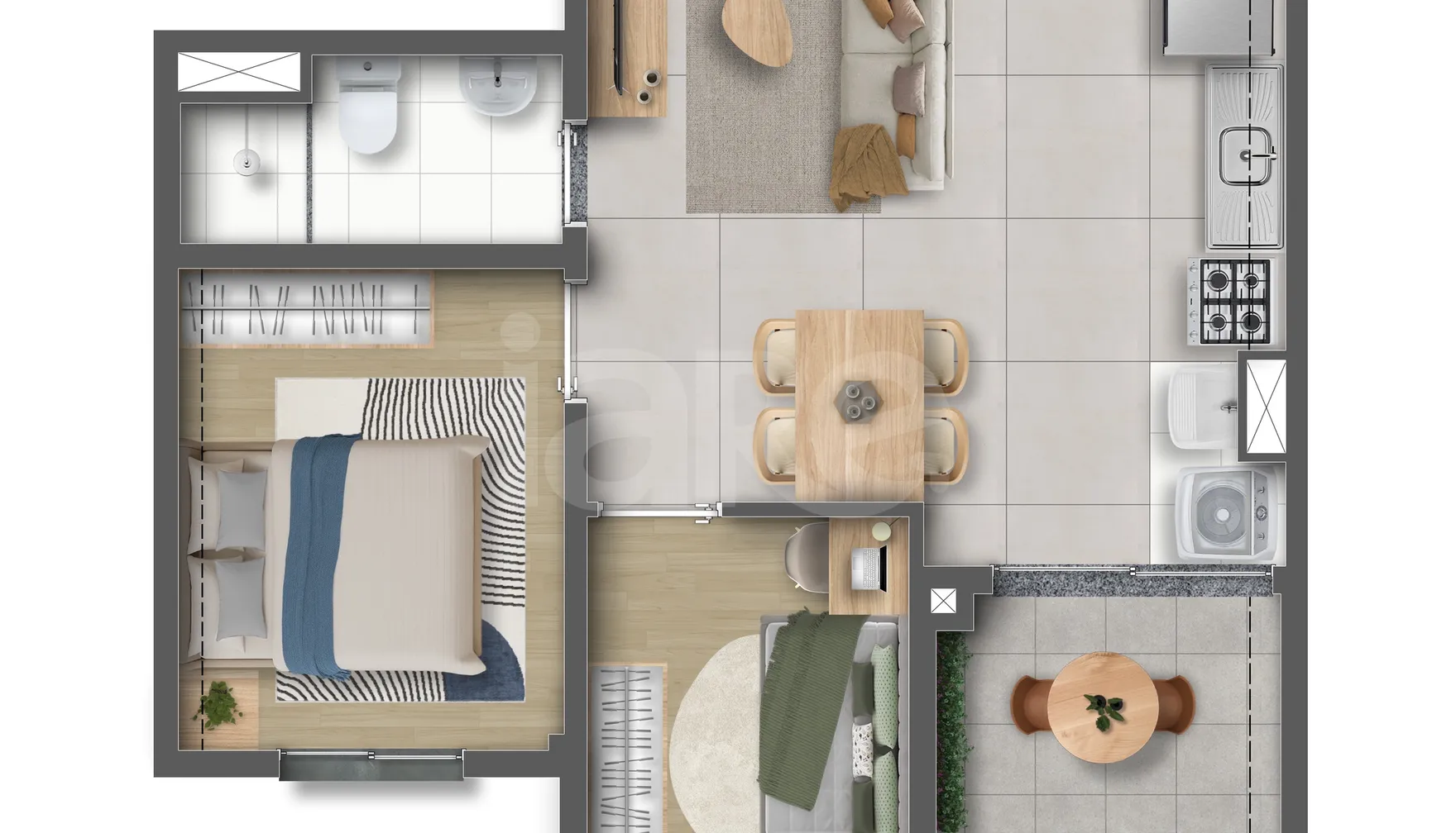Planta — Apartamento 39,88 m²