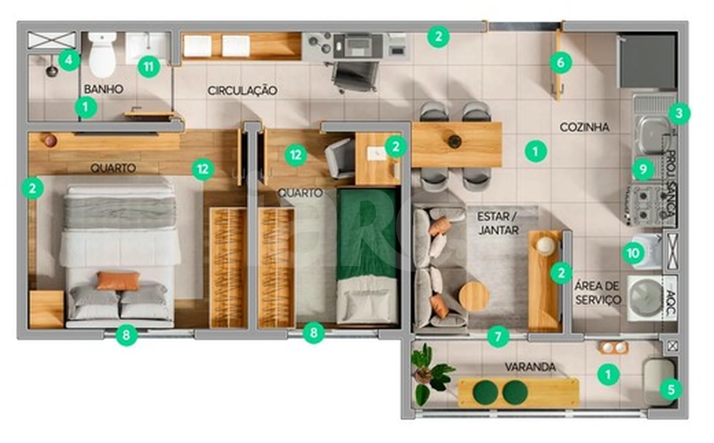 Planta — Apartamento 36,31 m²