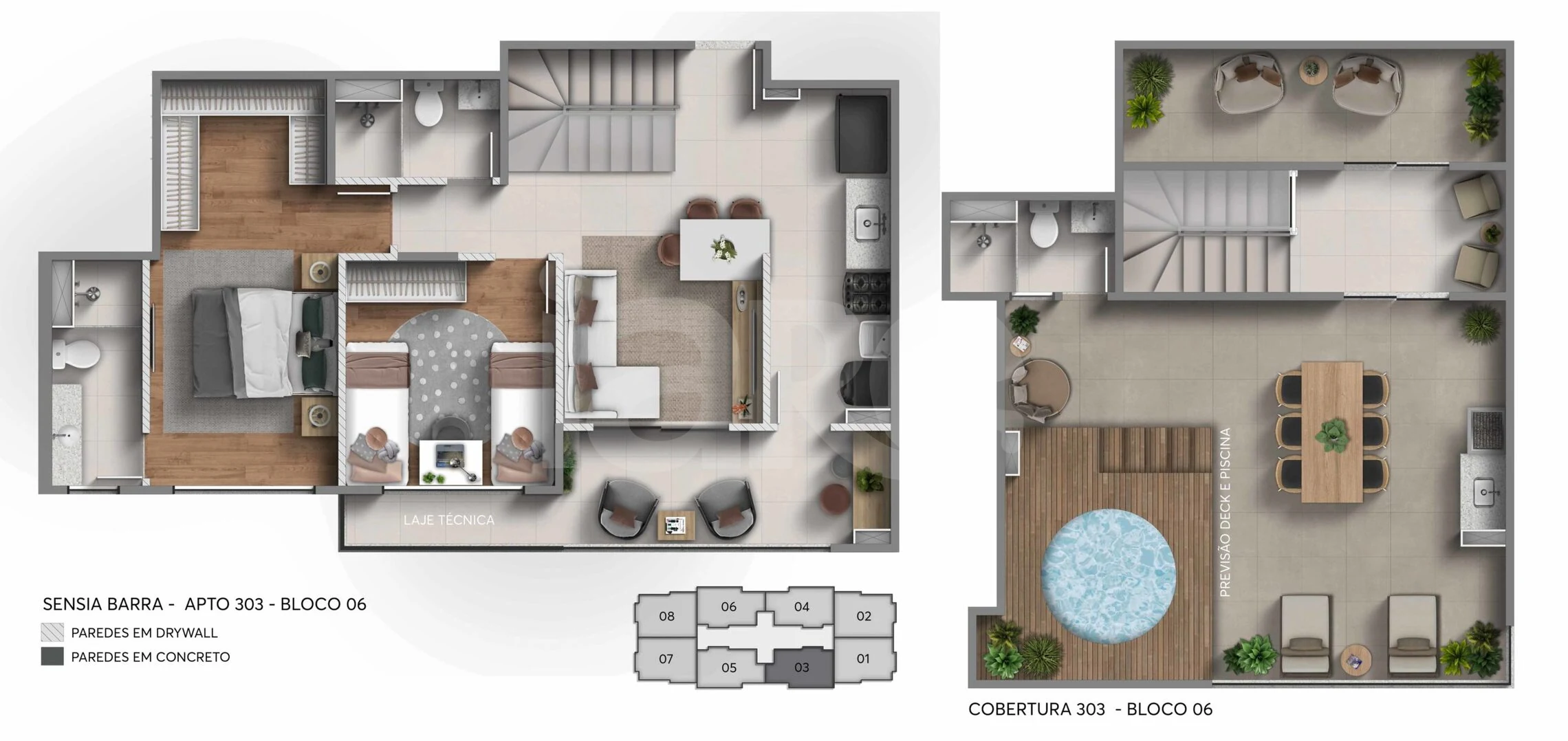 Planta — Cobertura Duplex 128,98 m²