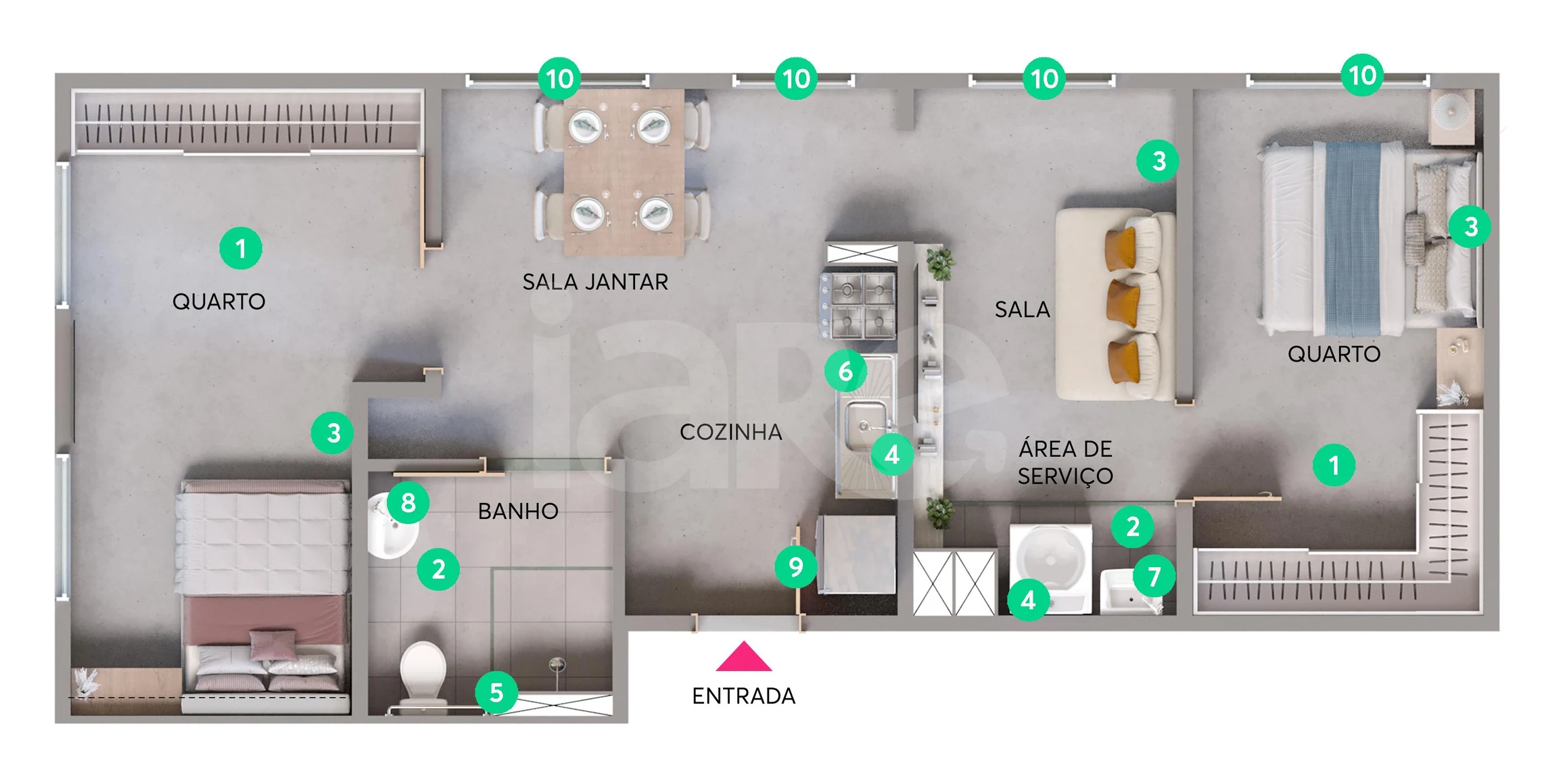 Planta — Apartamento 56,51 m²