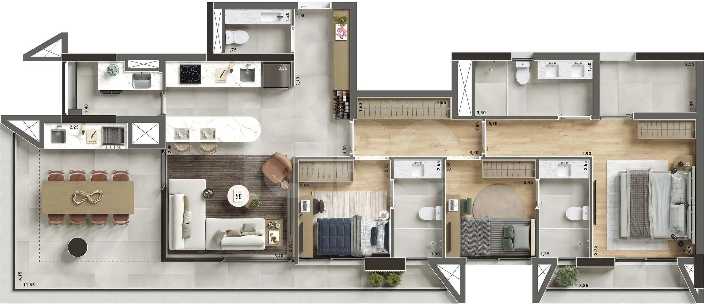 Planta — Apartamento 114,34 m²