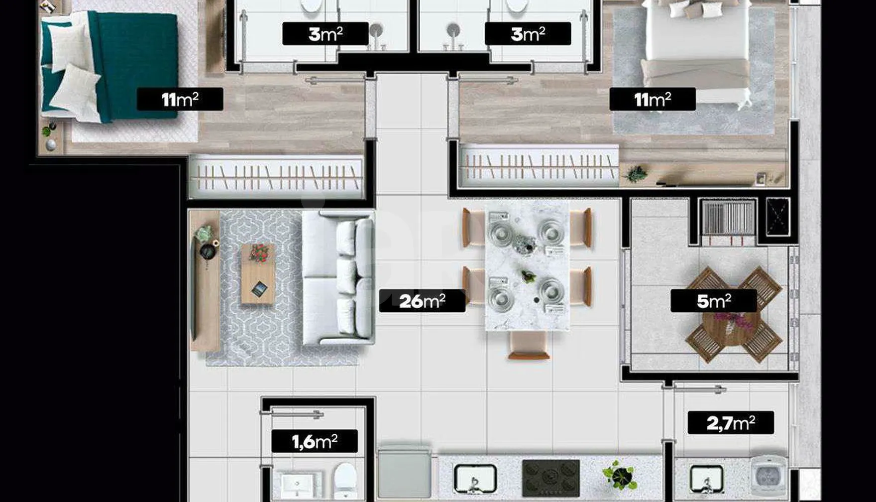 Planta — Apartamento 72 m²