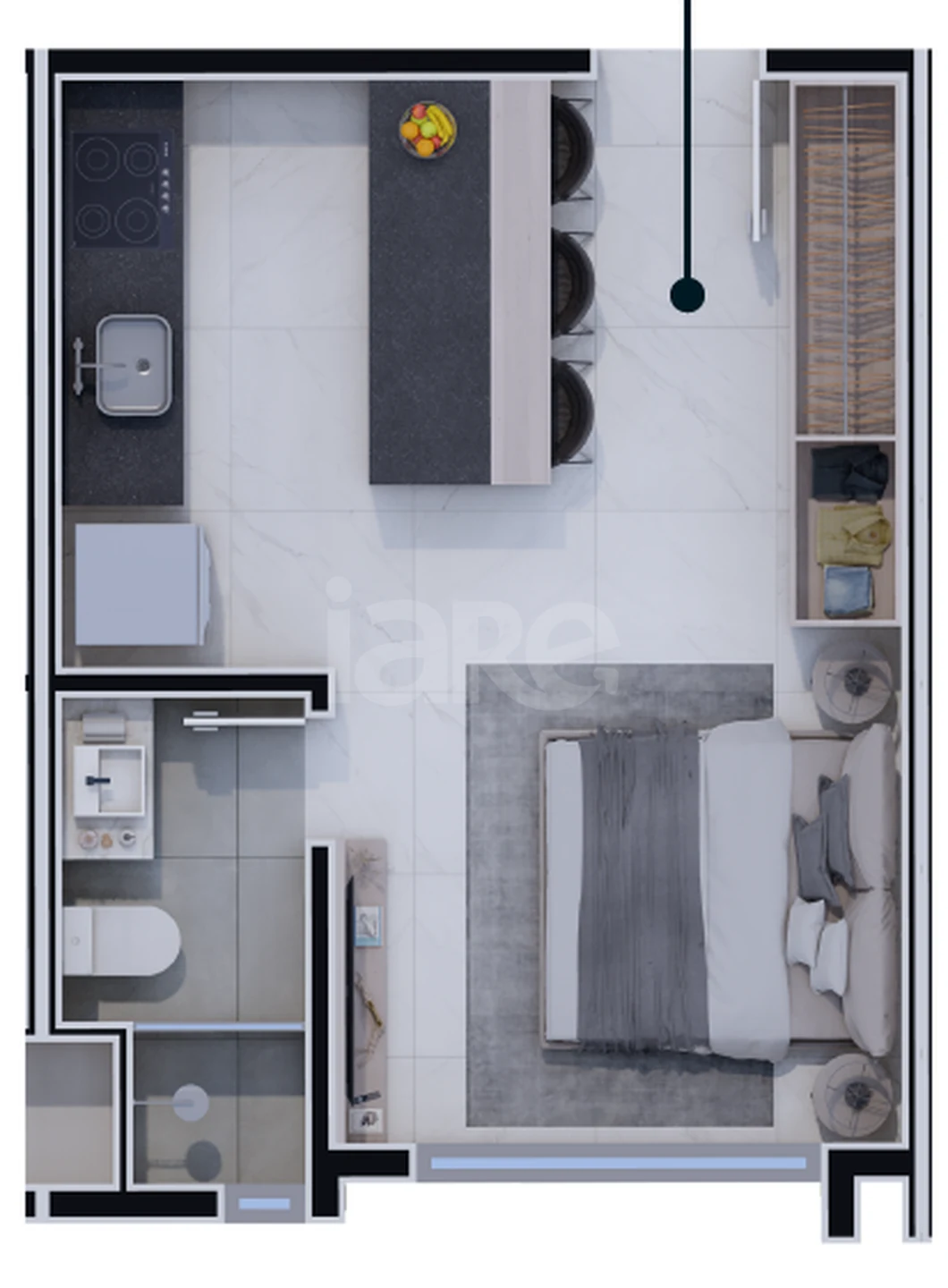Planta — Studio 24,63 m²