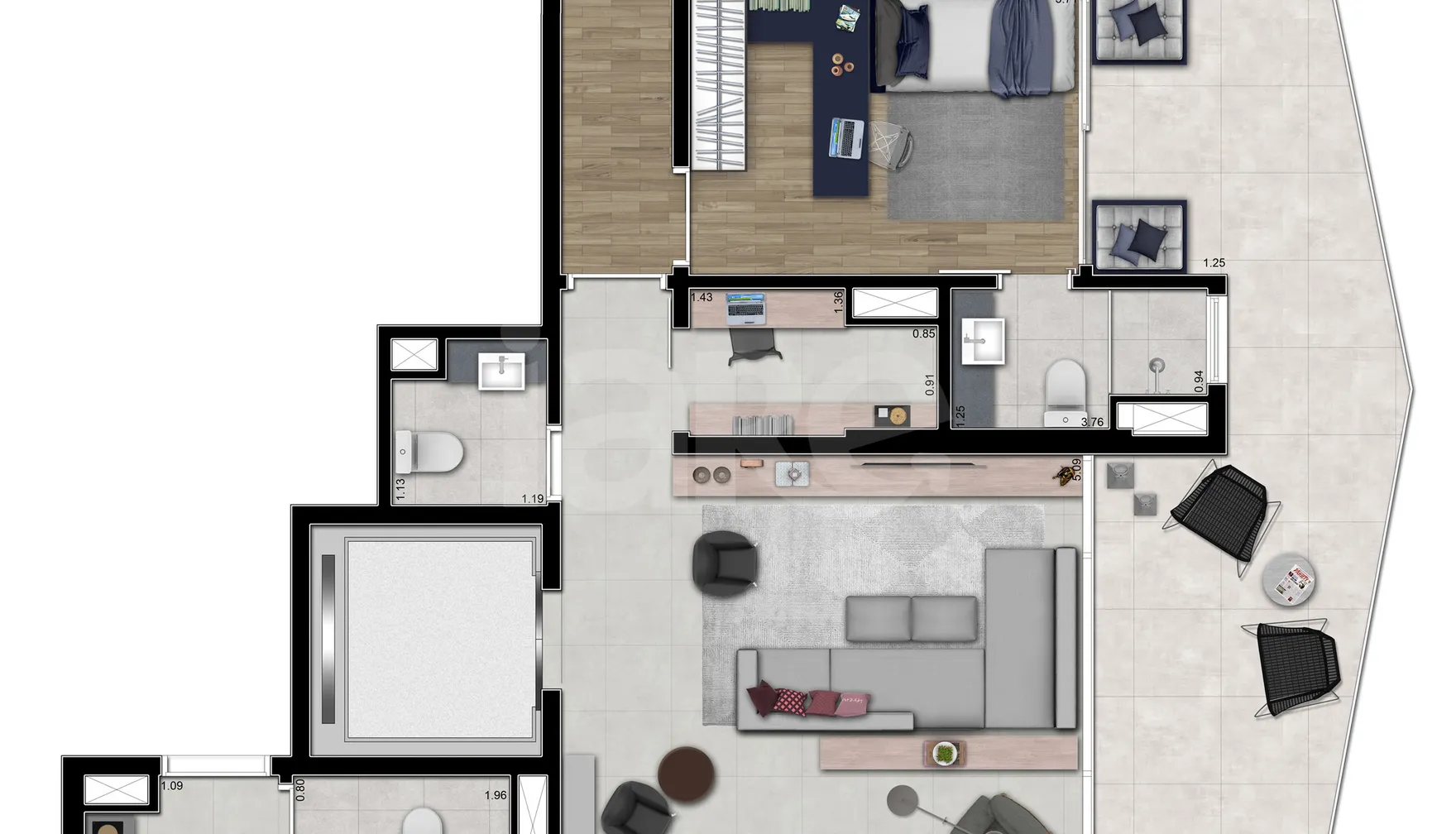 Planta — Apartamento 156,04 m²