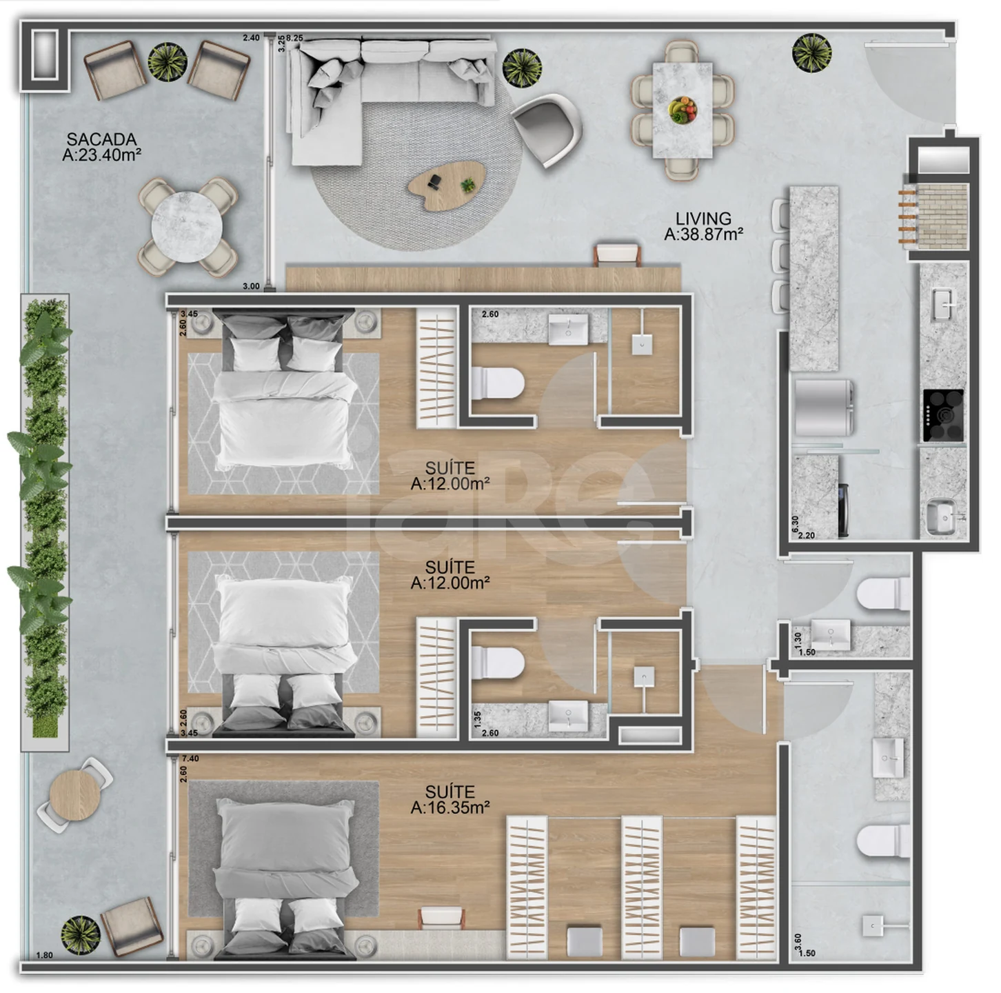 Planta — Apartamento 172,36 m²