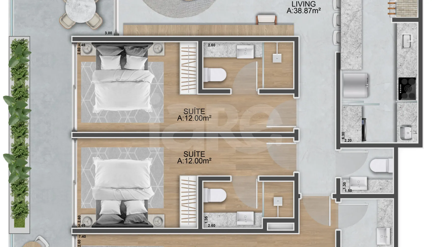 Planta — Apartamento 172,36 m²