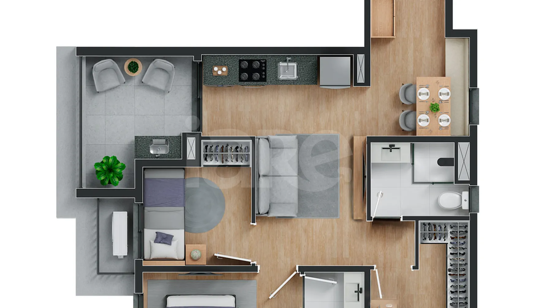 Planta — Apartamento 58,99 m²