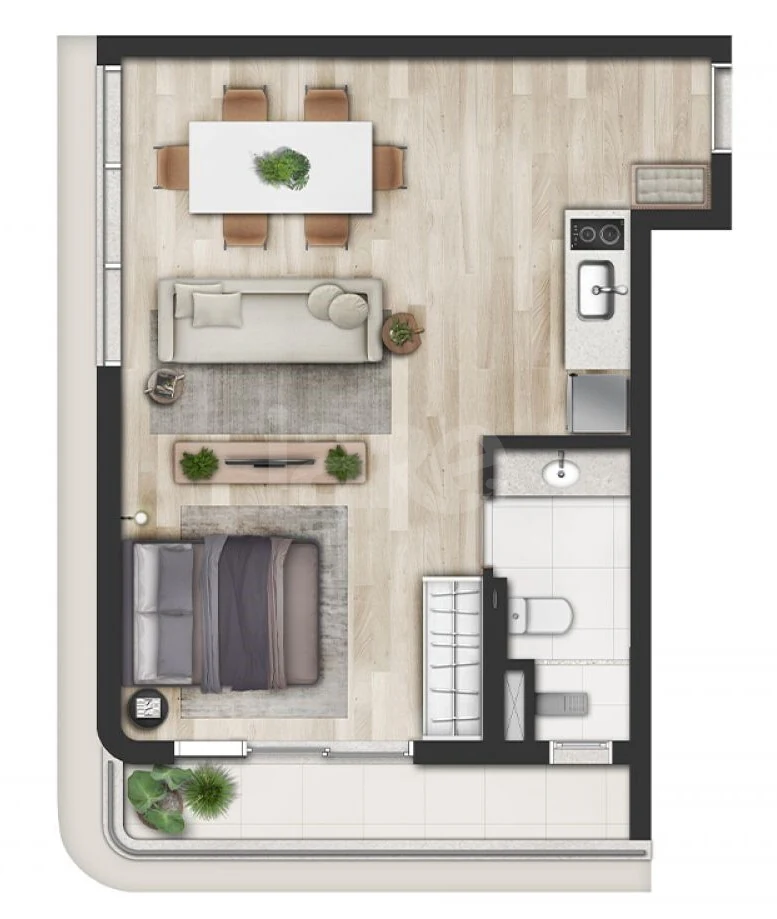 Planta — Studio 36,66 m²