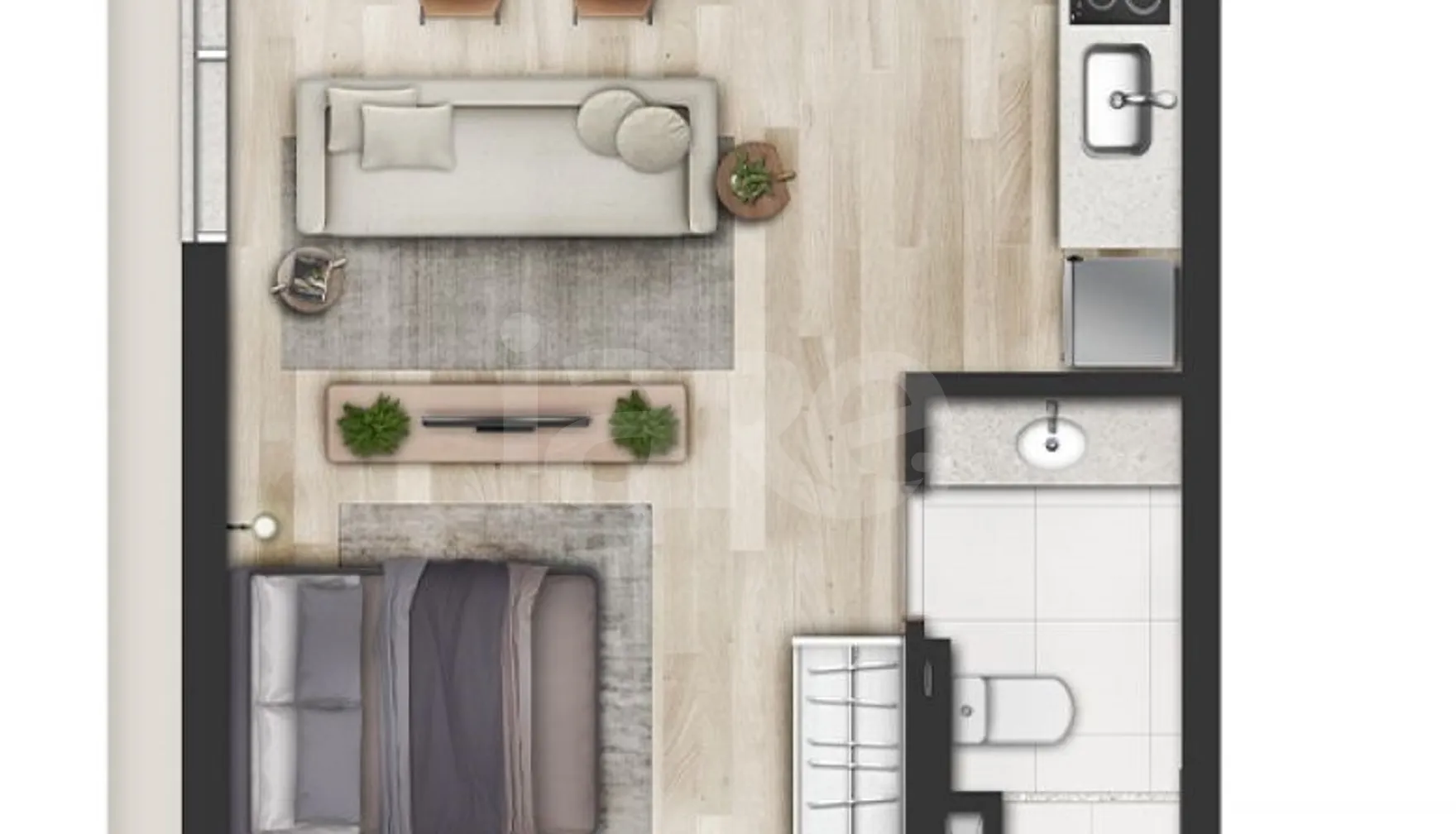 Planta — Studio 36,66 m²