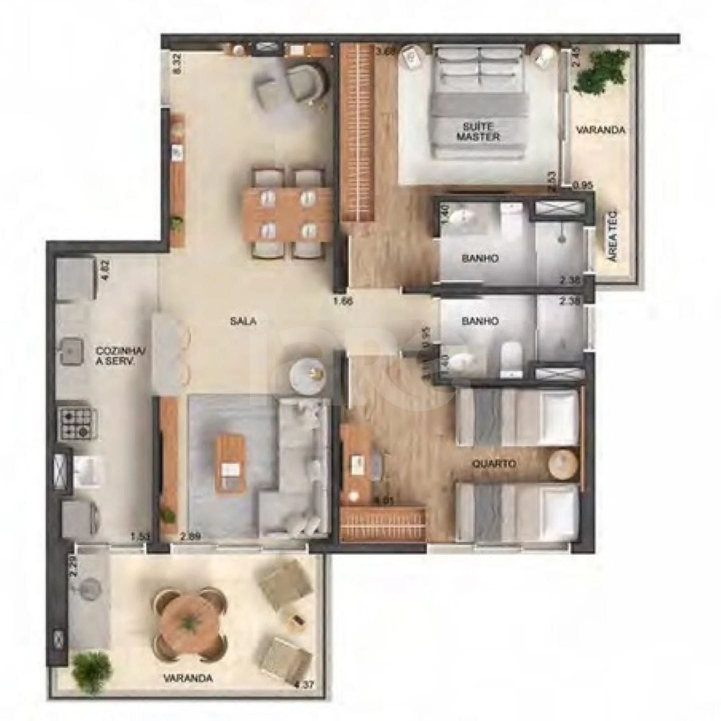 Planta — Apartamento 93,61 m²