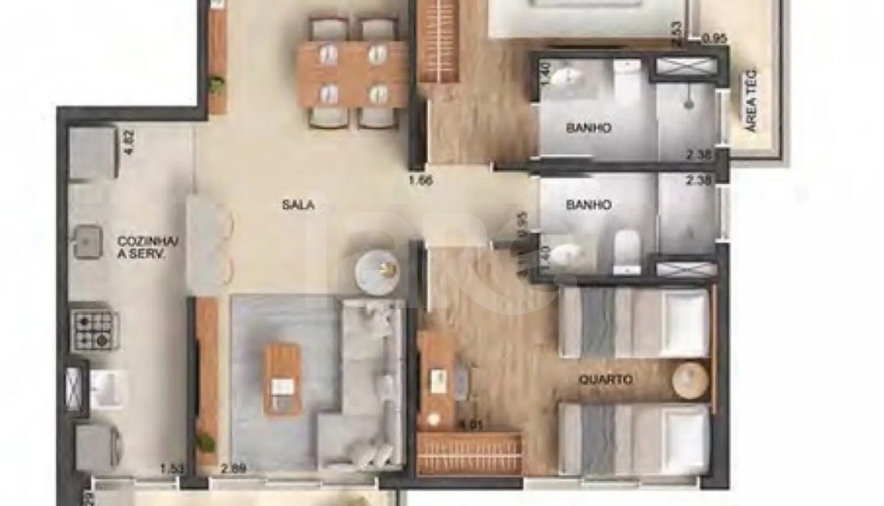 Planta — Apartamento 93,61 m²