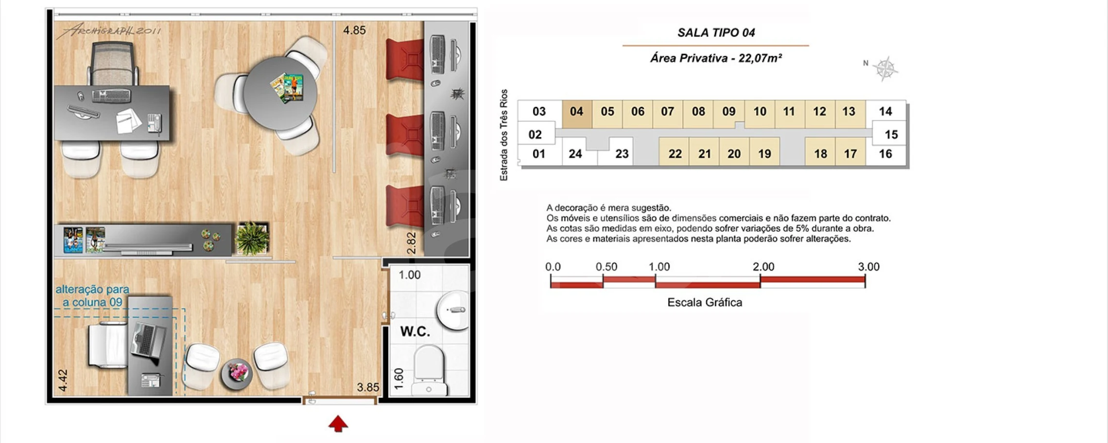 Planta — Sala 22,07 m²
