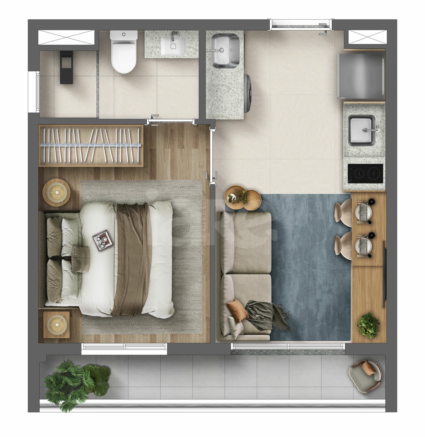 Planta — Apartamento 27,57 m²