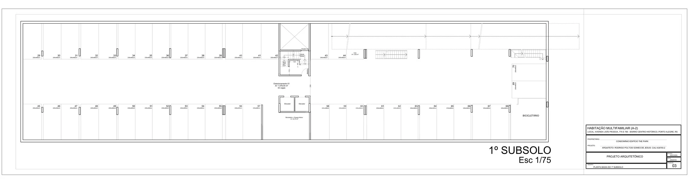 Planta — Implantação - pavimento subsolo -1