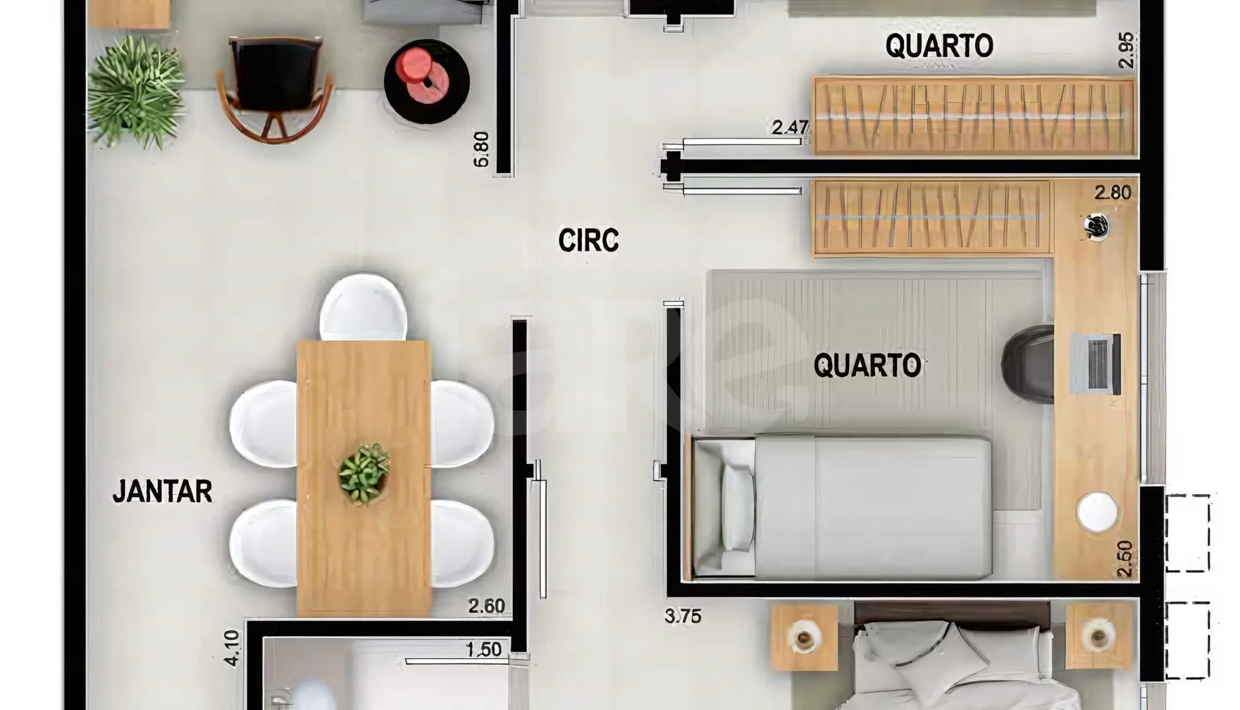 Planta — Apartamento 75,29 m²