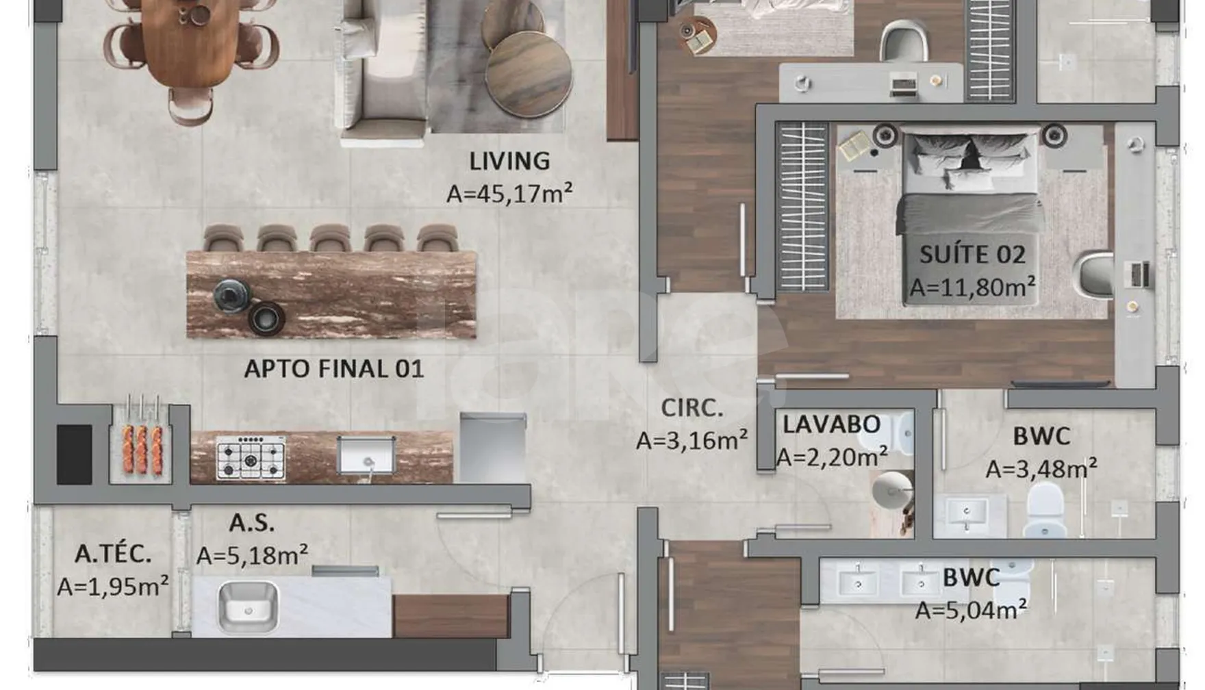 Planta — Apartamento 132 m²