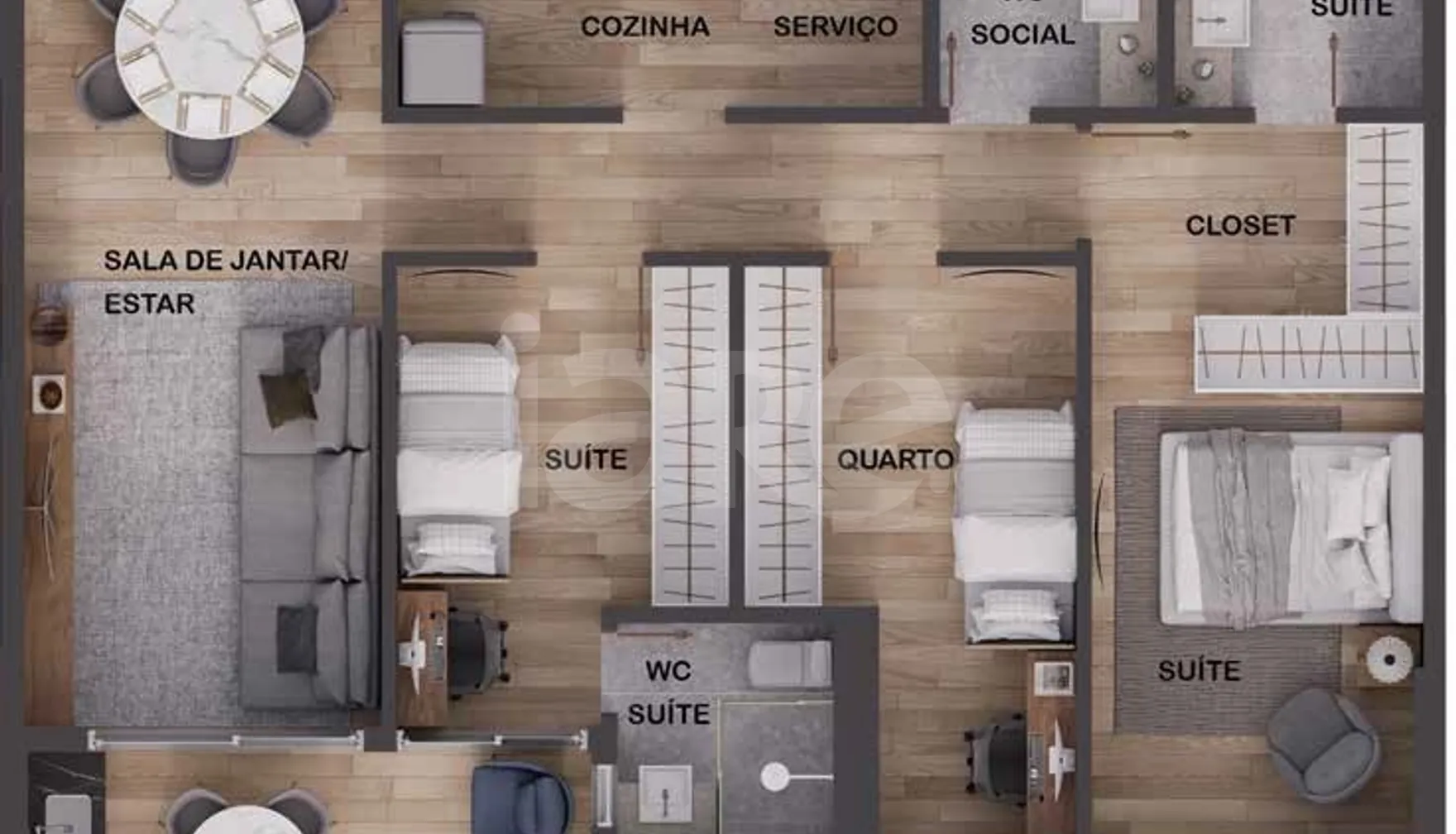 Planta — Apartamento 104,71 m²