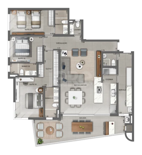 Planta — Apartamento 165,98 m²