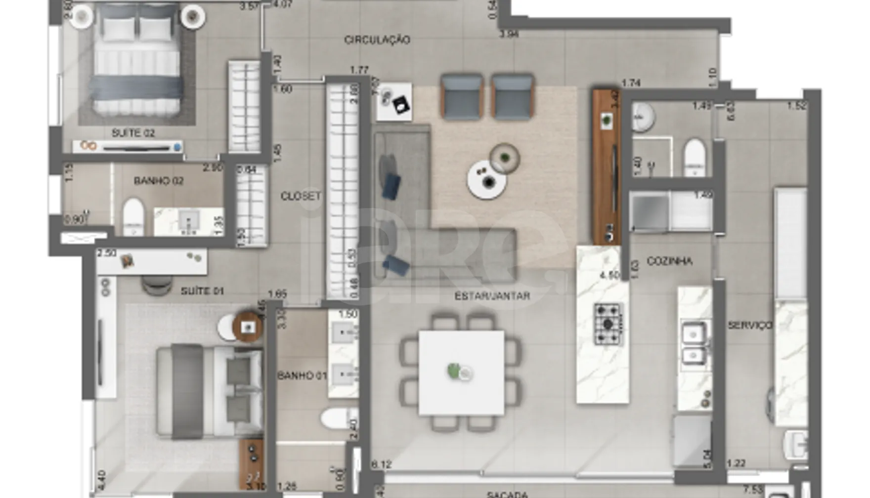Planta — Apartamento 165,98 m²