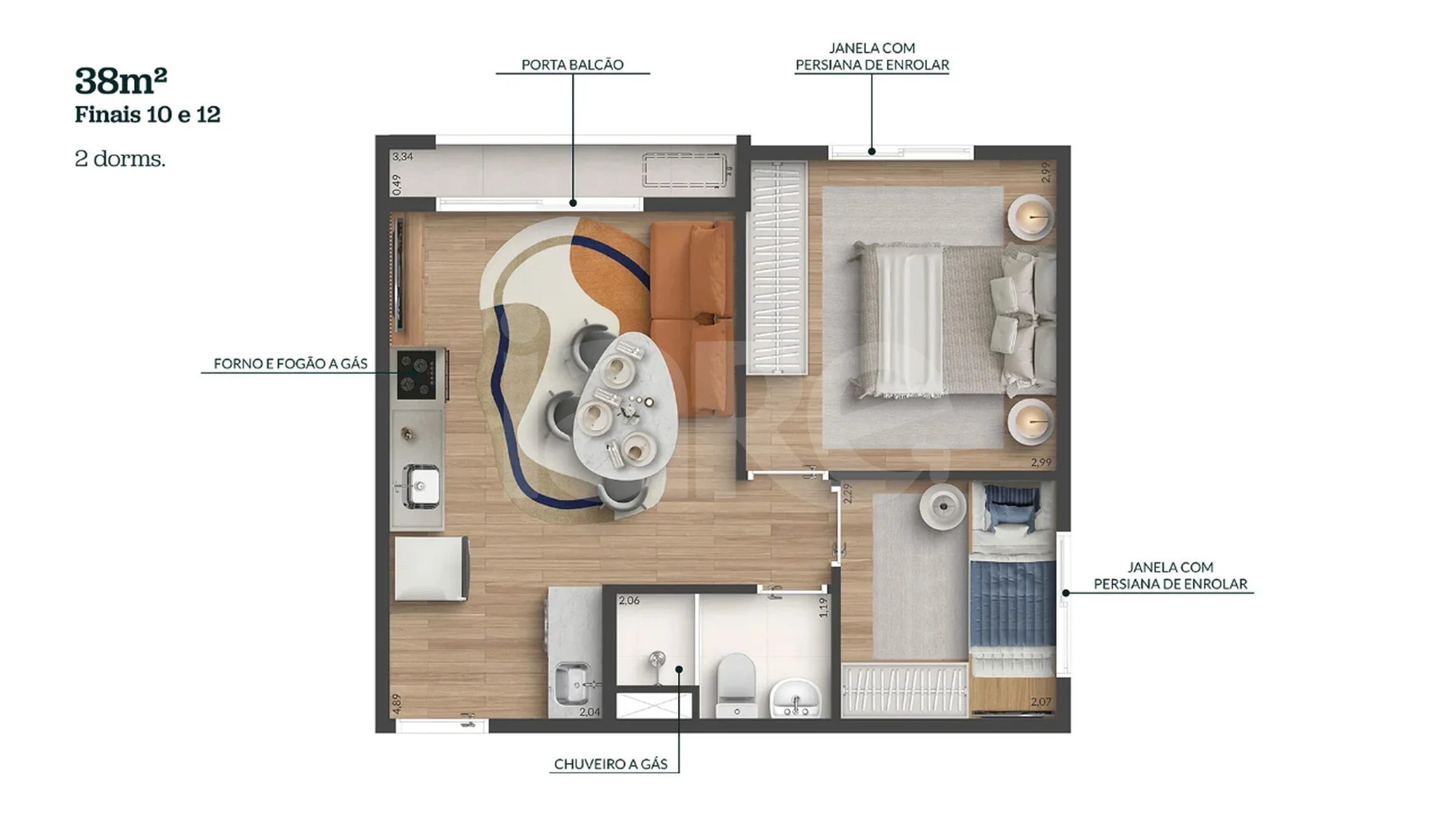 Planta — Apartamento 38 m²