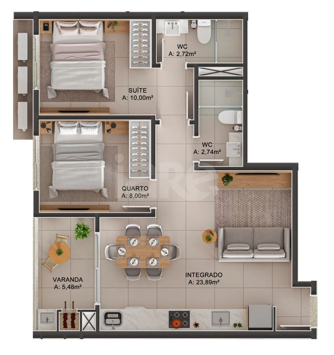 Planta — Apartamento 60,07 m²