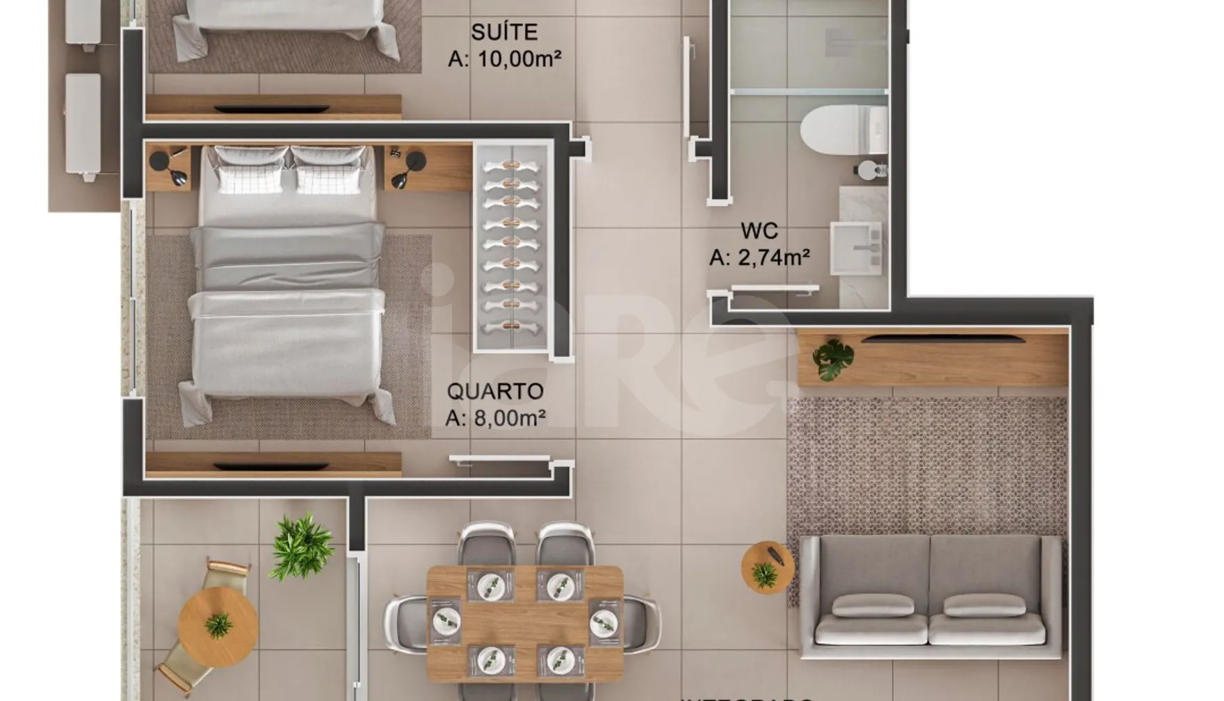 Planta — Apartamento 60,07 m²