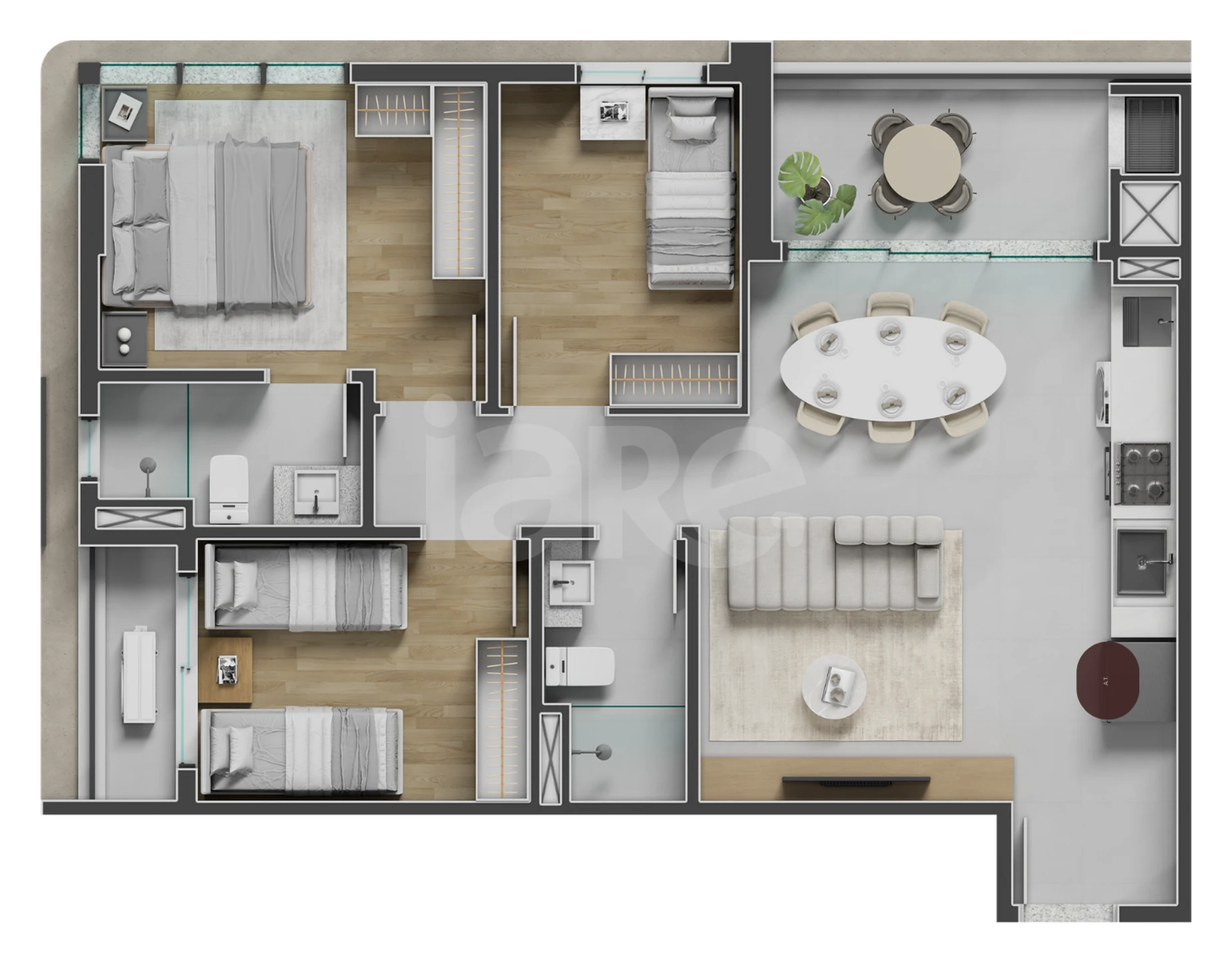 Planta — Apartamento 72,13 m²