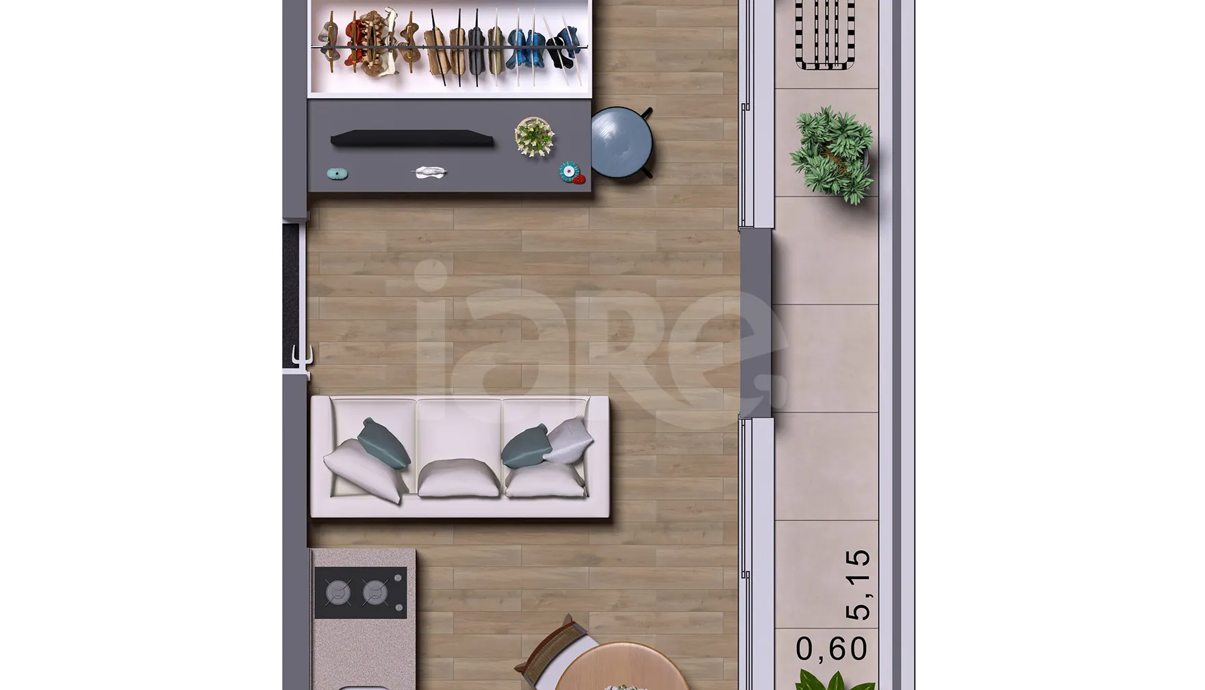 Planta — Studio 28,01 m²