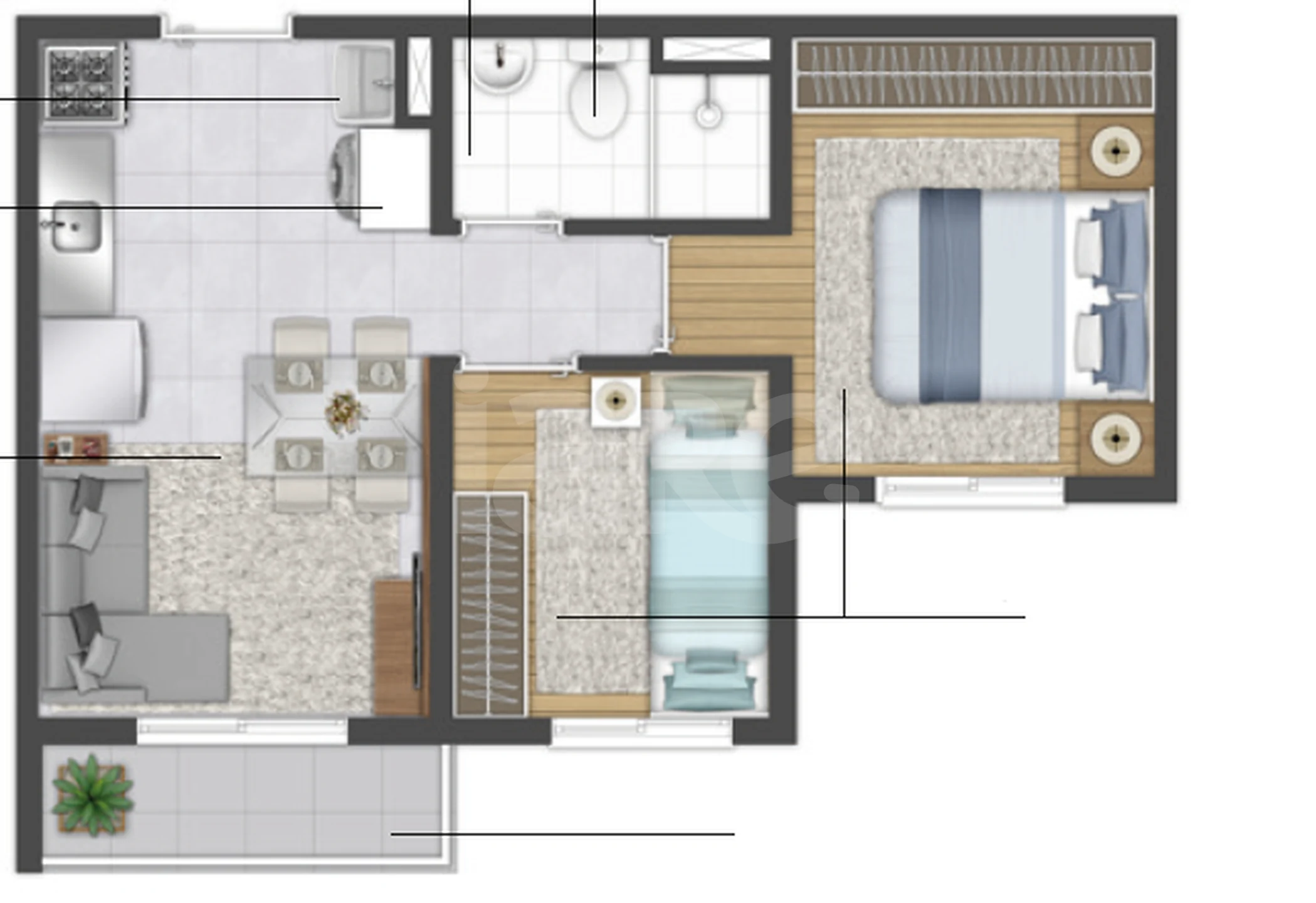 Planta — Apartamento 32,95 m²