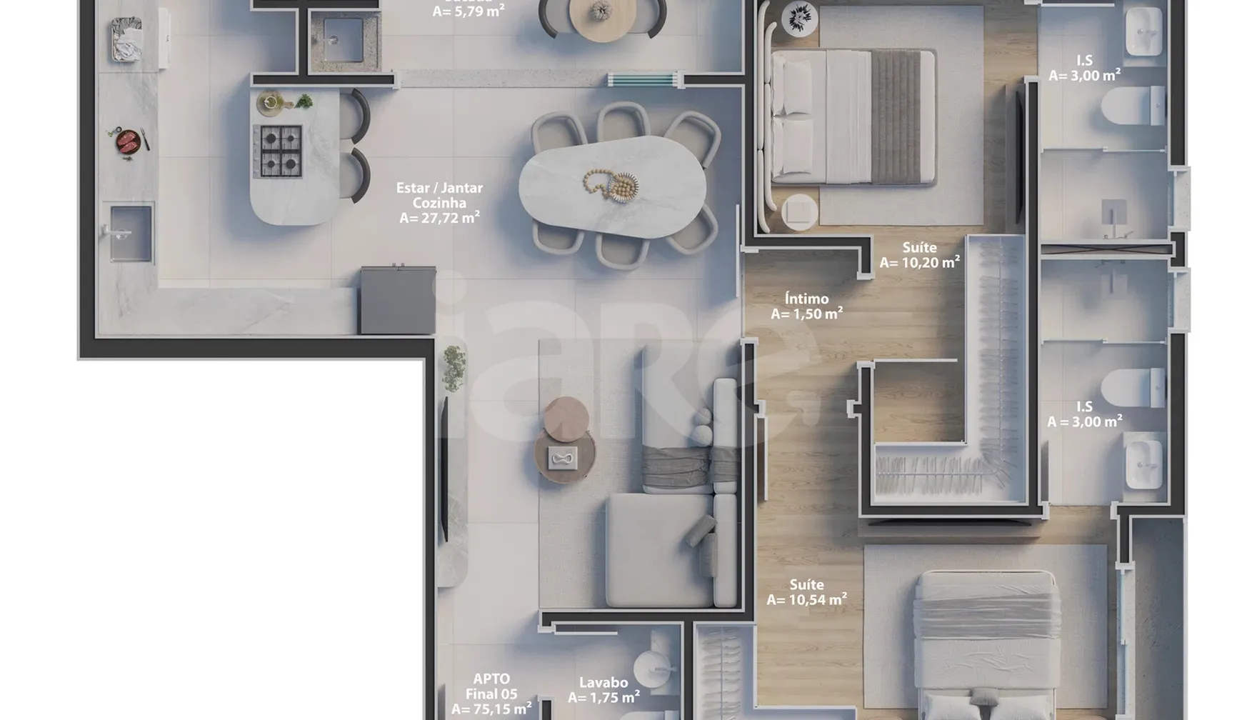 Planta — Apartamento 75,15 m²