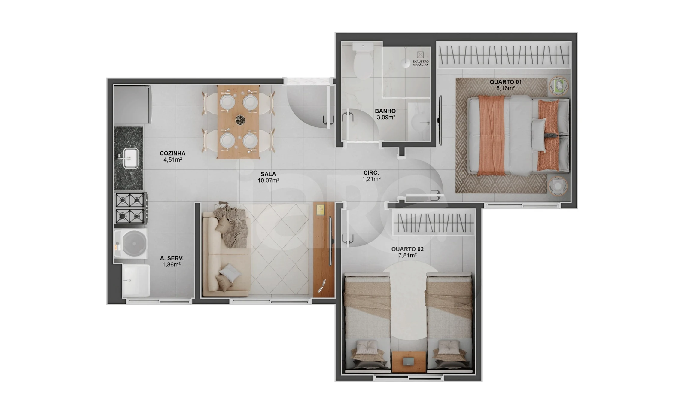 Planta — Apartamento 42,11 m²
