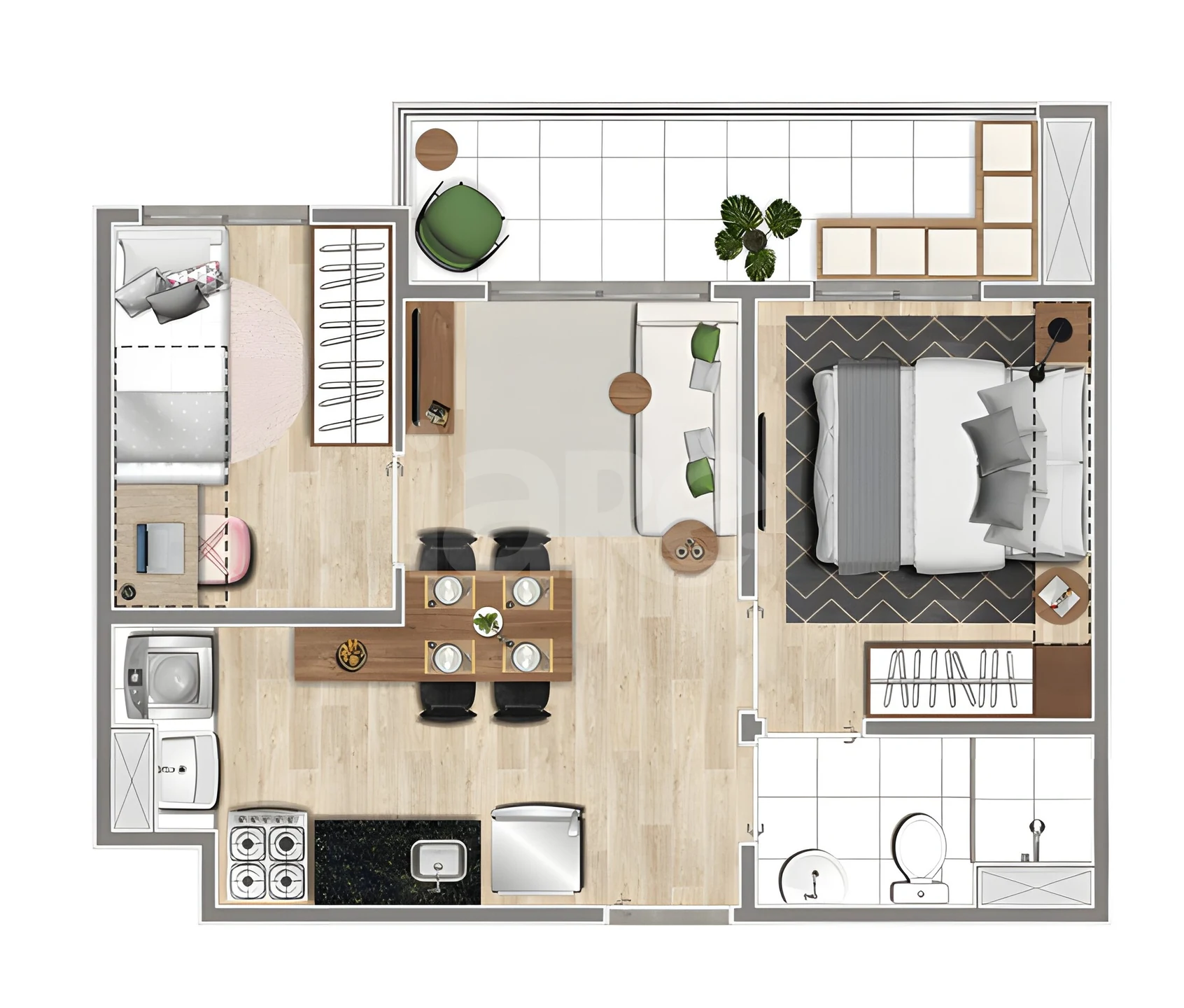 Planta — Apartamento 40,63 m²