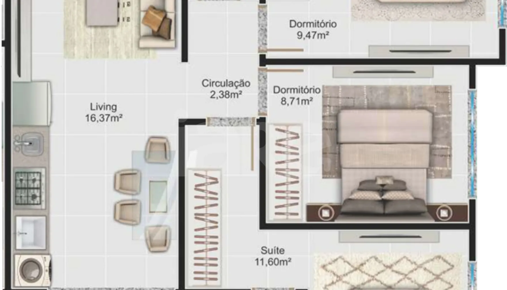 Planta — Apartamento 68 m²