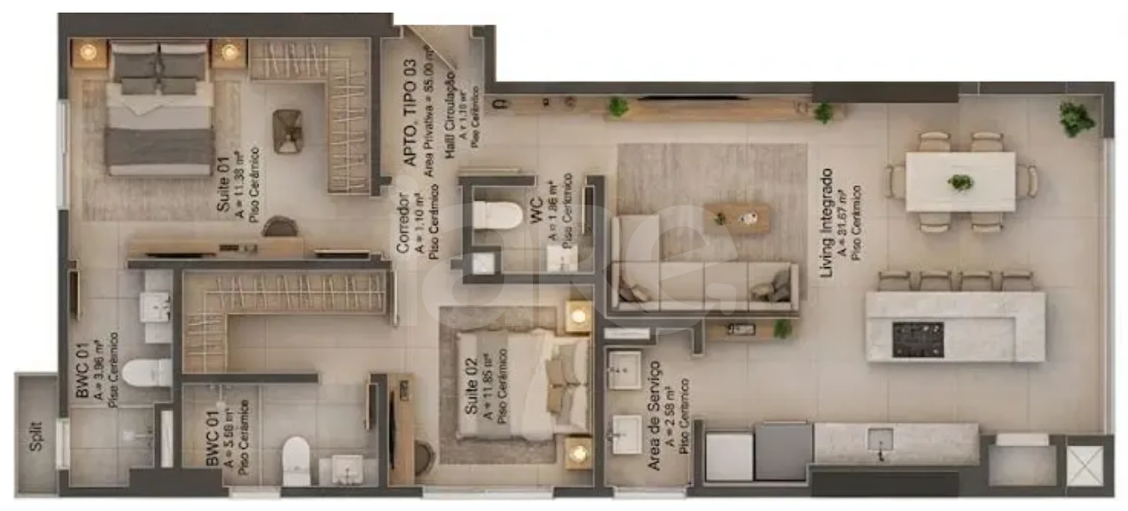 Planta — Apartamento 85 m²