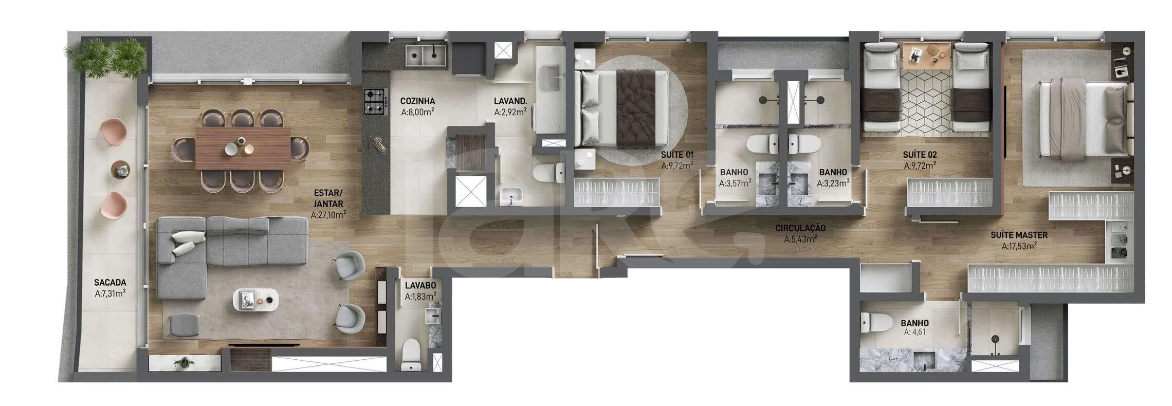 Planta — Apartamento 137,52 m²