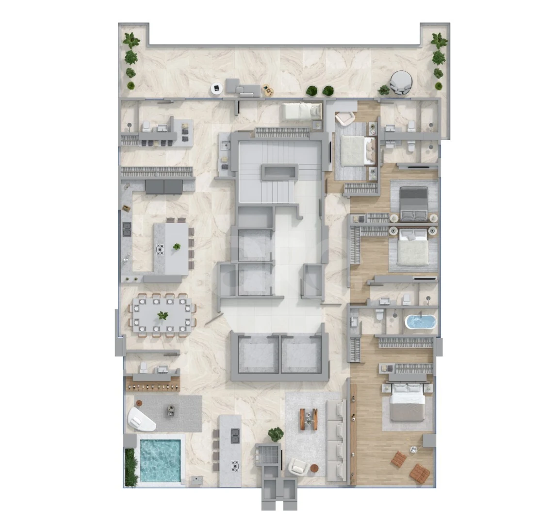 Planta — Apartamento 342,6 m² · 1º pavimento