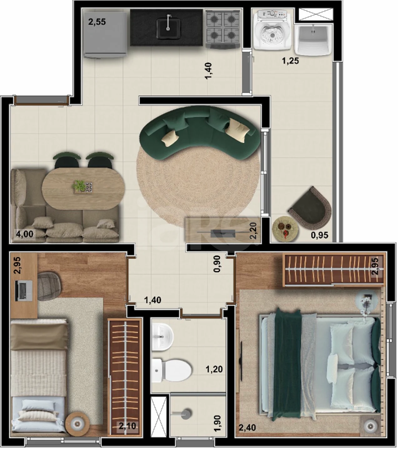 Planta — Apartamento 39,17 m²