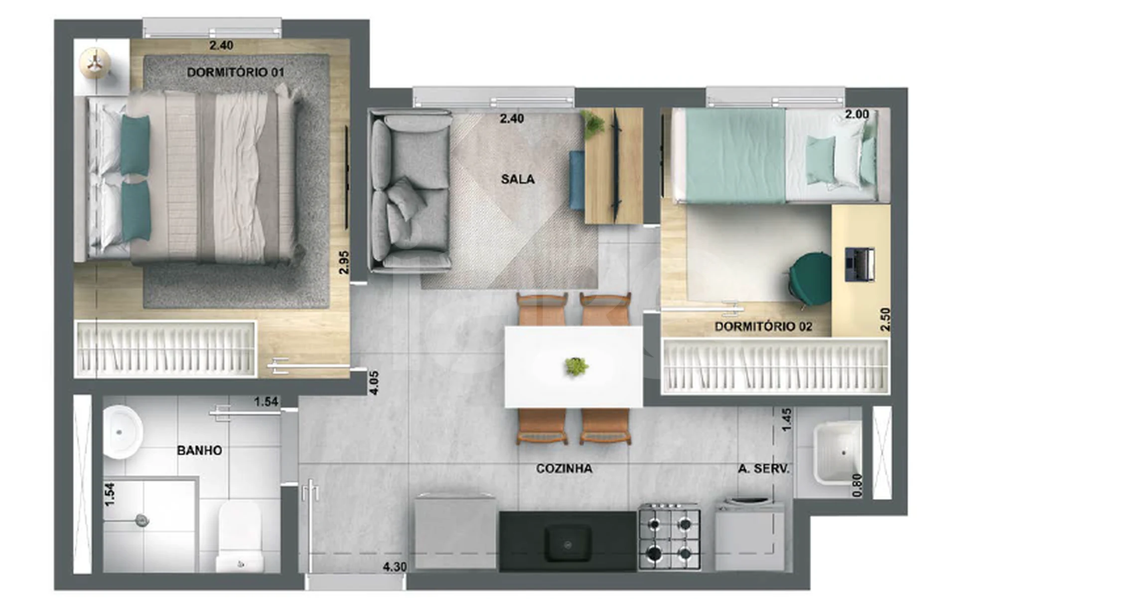 Planta — Apartamento 32 m²