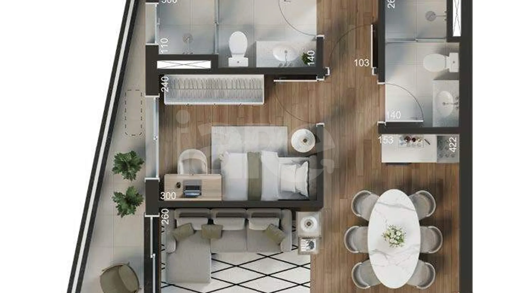 Planta — Apartamento 72,05 m²