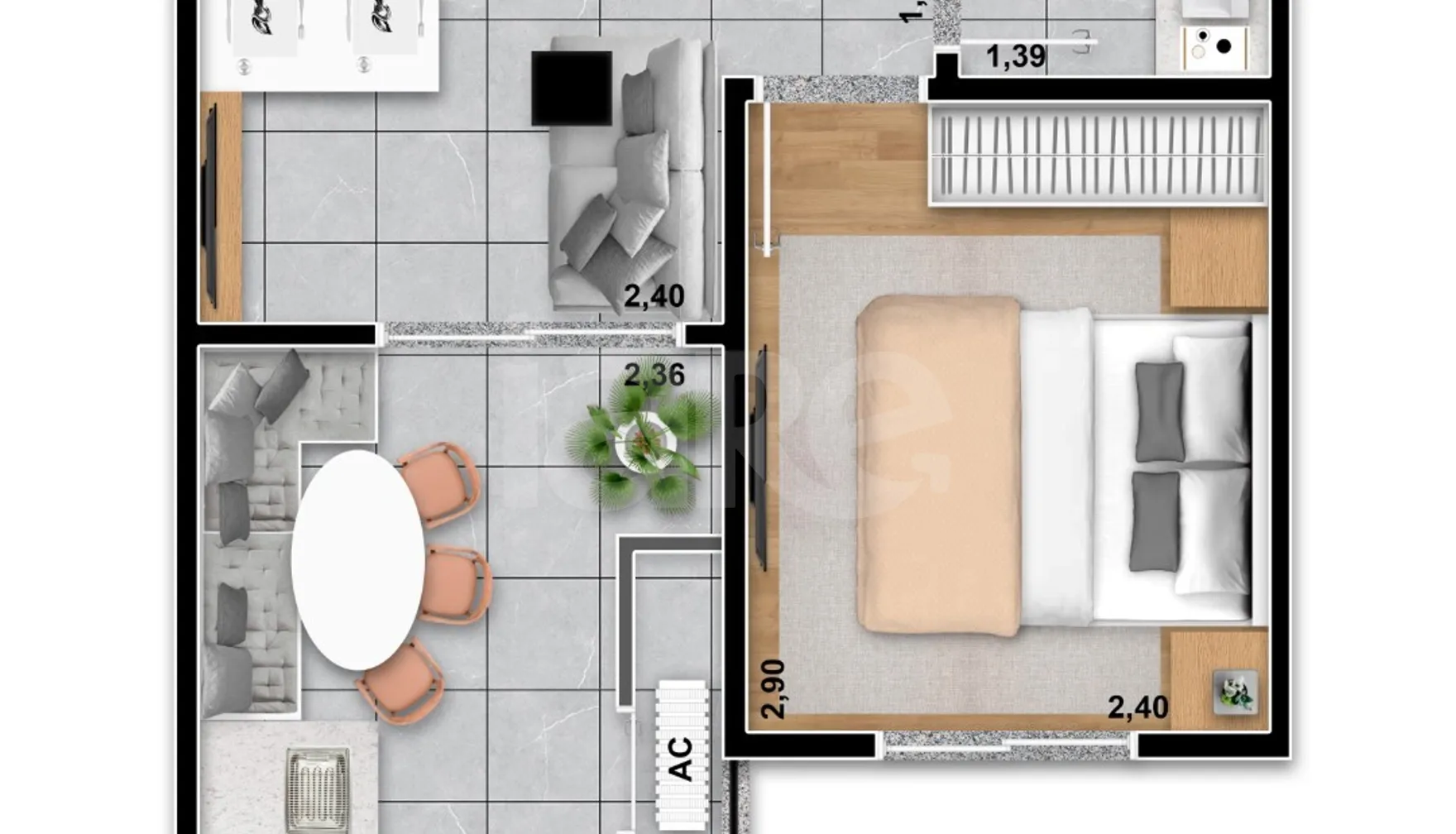 Planta — Apartamento 30,52 m²
