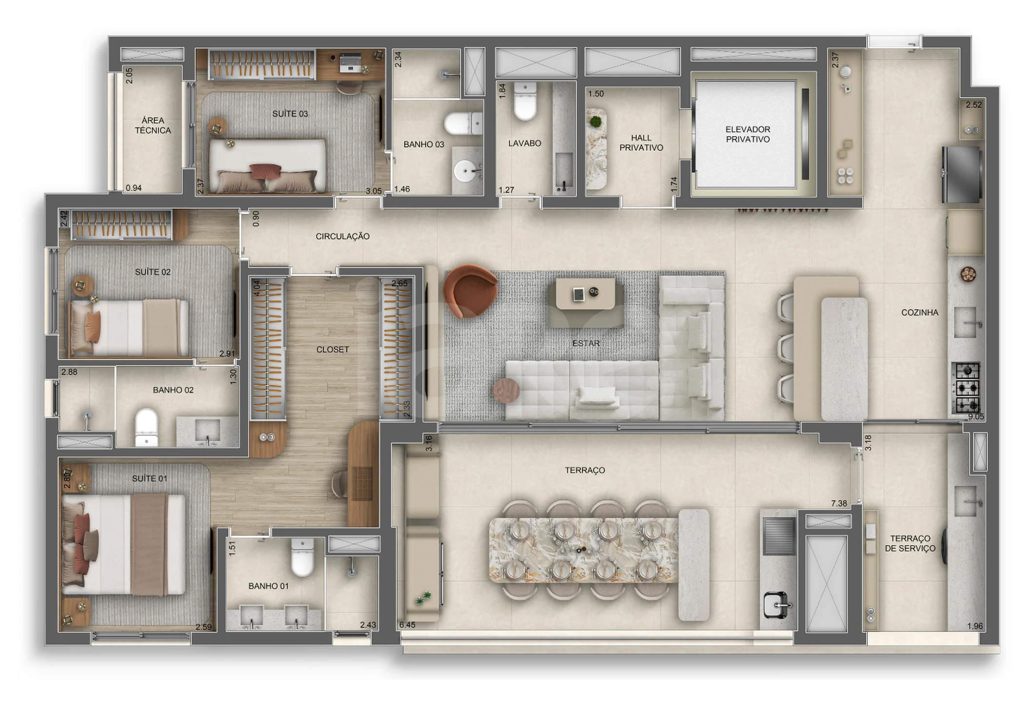 Planta — Apartamento 137,47 m²