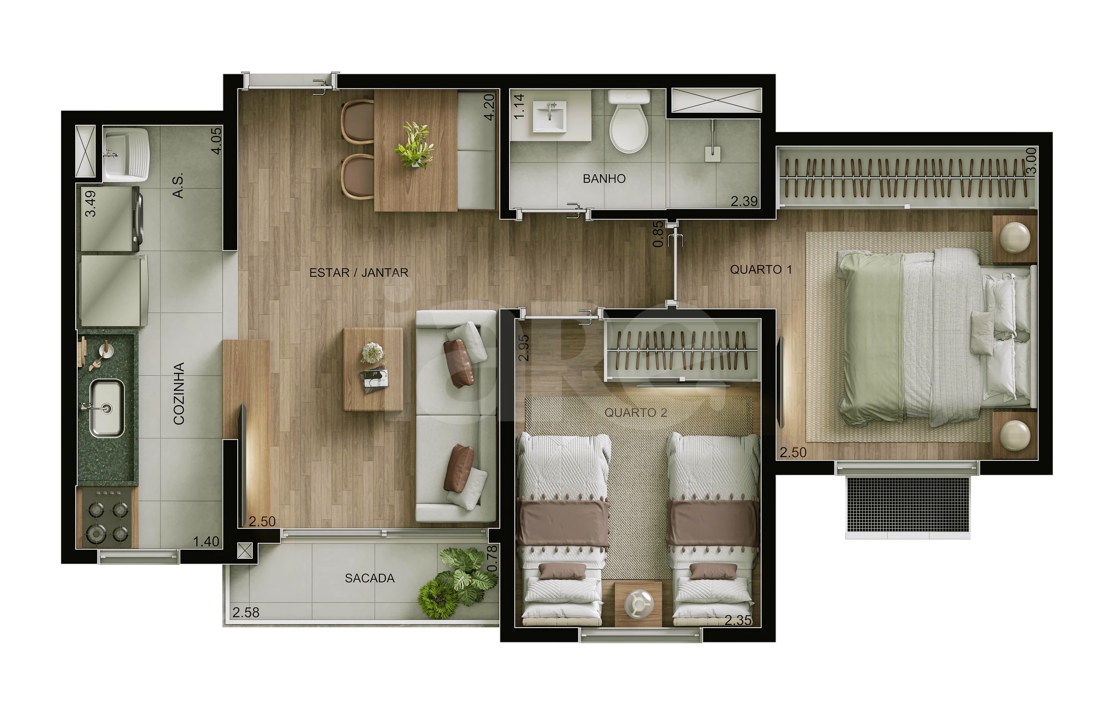 Planta — Apartamento 43 m²